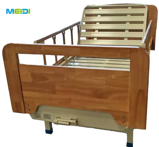 Durable Wooden Crank-Operated Nursing Bed