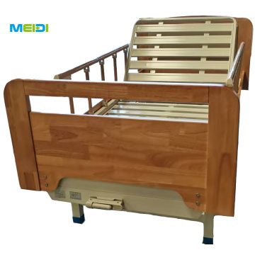 Durable Wooden Crank-Operated Nursing Bed