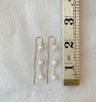 Gold Filled Pearl Threader Earrings: Elegant Wedding Jewelry Gifts for Her