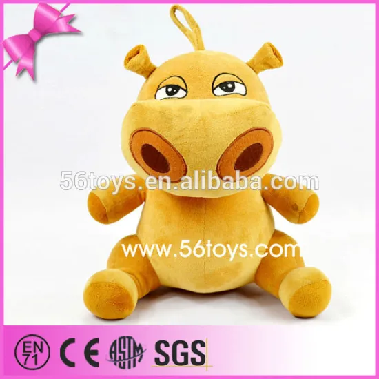 Sitting posture animal lovely yellow hippo plush toy