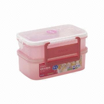 Double Lunch Box with Transparent Lid, 1,050mL Volume, Two Colors Available