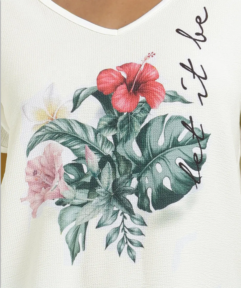 Blusa feminina de manga curta feminina com estampa floral