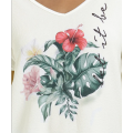 Blusa feminina de manga curta feminina com estampa floral