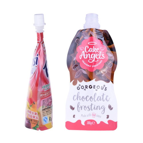 カスタム印刷プラスチック液体/ミルク/フルーツジュース/注ぎ口付きスタンドアップポーチバッグ
