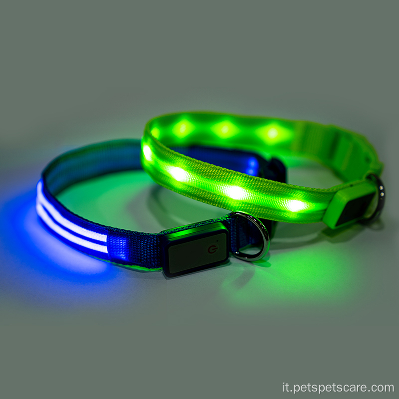 Collar per cani a LED di luce ricaricabile con acqua regolabile