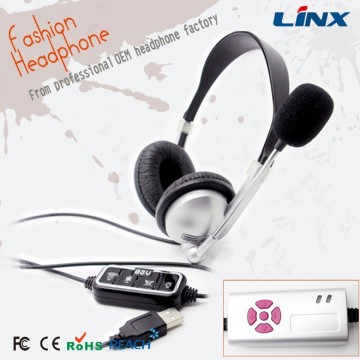 Call Center Headset Flexibla hörlurar med mikrofon