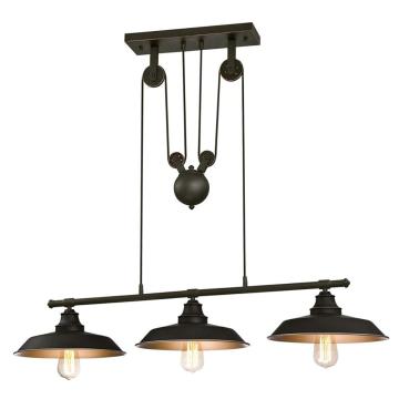 SHINETIME Lighting 6332500 Iron Hill Three-Light Indoor Island Pulley Pendant