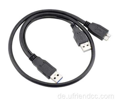 Splitter Micro USB-3.0-Kabel Dual USB-A-männliches Kabel