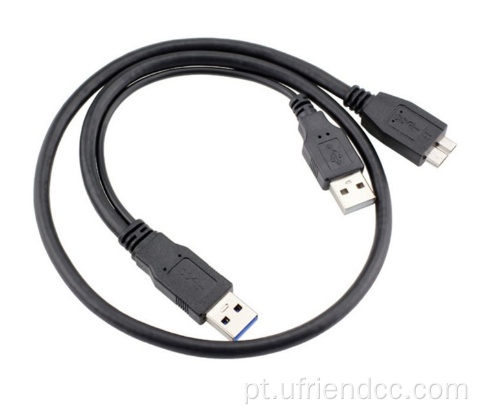 Splitter Micro USB-3.0 Cabo duplo USB-A do cabo masculino
