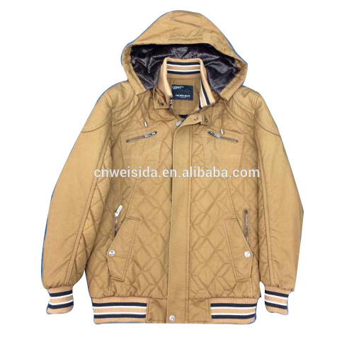 fashion quilted men winter jackets with fleece hooded