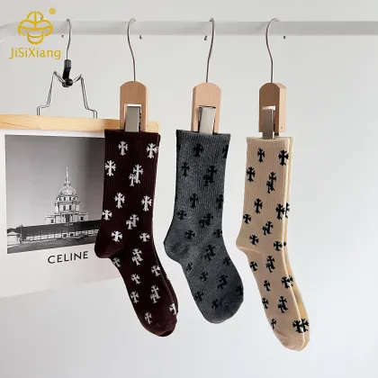 Korean Cross Flower High Socks Autumn/Winter Sports Socks
