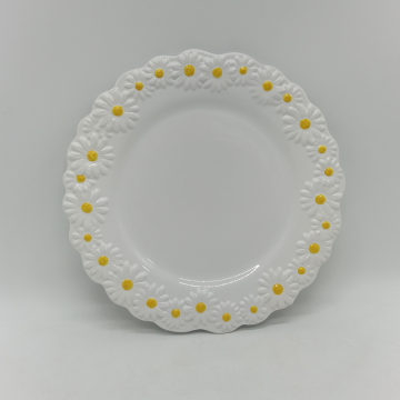 Керамическая сервировочная тарелка с ободом White Daisy Rim