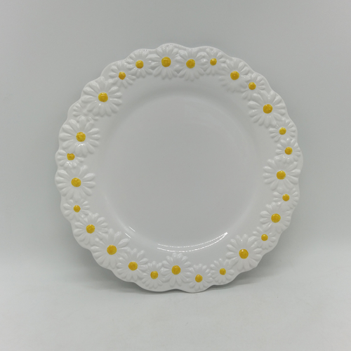 Керамическая сервировочная тарелка с ободом White Daisy Rim
