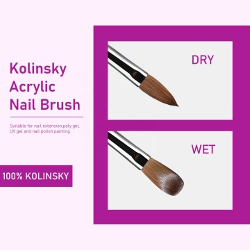 Japan 100% Kolinsky Acrylic Nail Brush #16 Purple Crimped
