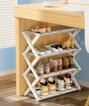 Plastic Foldable 3 Tier Shoe Organizer Storage Rack
