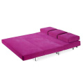 3-Seater Folding Purple Fabric Futon Sofa Bed