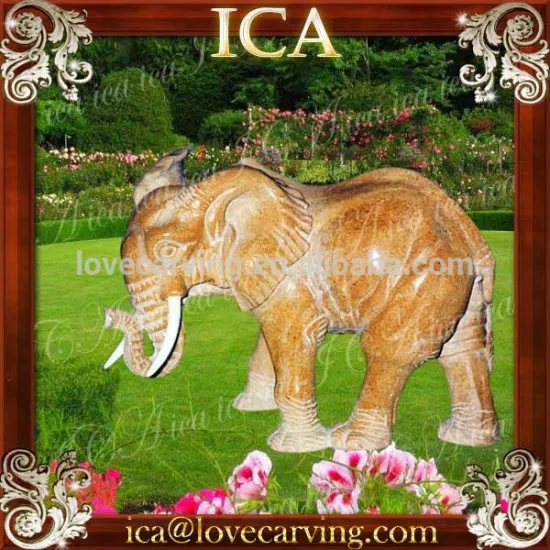 Indoor decoration marble polished stone elephant carvings