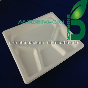 Disposable 4 compartment bagasse pulp tray