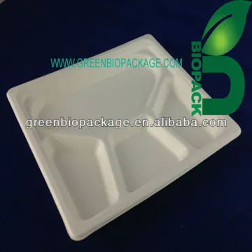 Disposable 4 compartment bagasse pulp tray