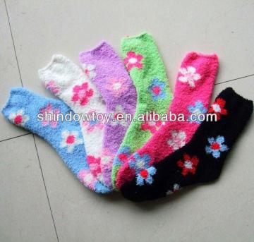 fashion microfiber socks flower patterns print customized color size length for female