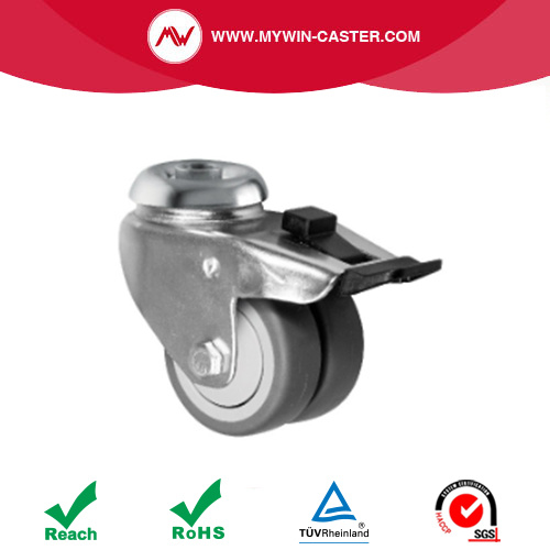 Europetype Light Duty Bolt Hole TPR Twin Wheel Caster