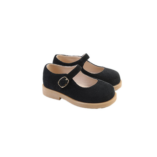 Black Elastic Band Strap Kids Dress Shoes
