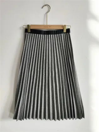 Grey Pleated Skirt For Ladies