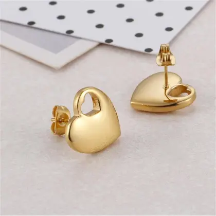 Hollow Love Golden Earrings