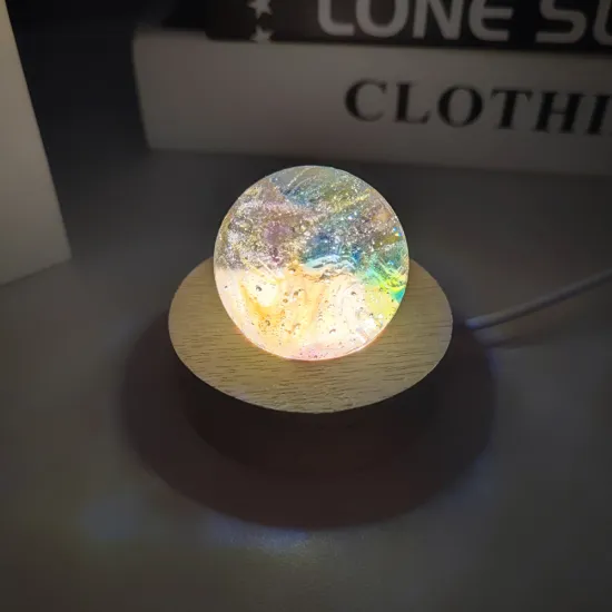 Wholesale Lovely Luminous Starry Crystal Ball Night Light with Wooden Led Light and Base Stand