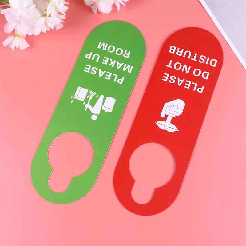 2Pcs Hanging Doorplate Double Side Hangtag No Disturbing Cleaning Door Pendant Creative Door Hanging Board Decoration 8x25cm