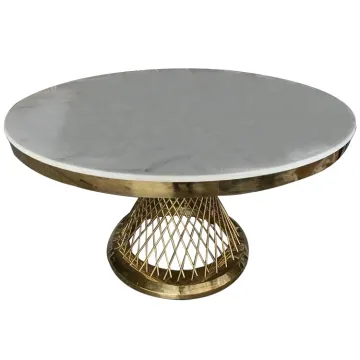 Round stainless steel base marble top dining table for wedding