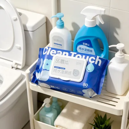80 Sheets Flushable Biodegradable Wet Wipes, Mild & Skin-Friendly Fresh Wipes