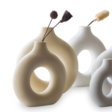 Nordic Ins Style Textured Matte Donut Vase