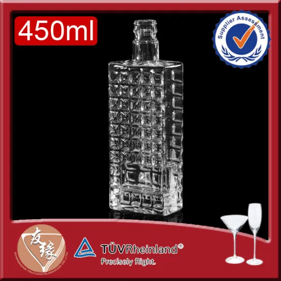 hot selling custom logo super flint glass liquor embossing 450 ml rectangles vodka bottles