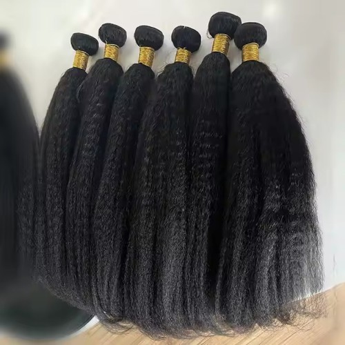 Grade 10 Remy Hair Extensions Original Brazilian Human Hair Bundles with Double Weft Afro Kinky Straight Style for Black Women