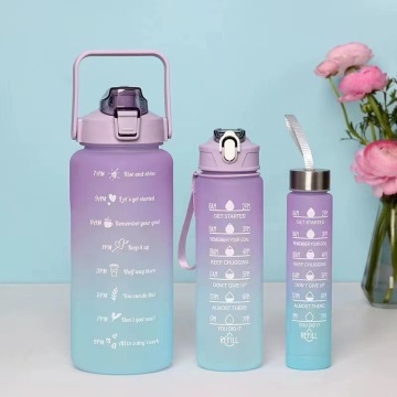 Custom Logo BPA-Free Cute DIY Funny 3-Pc Plastic Water Bottle Set (2000ml/900ml/500ml)