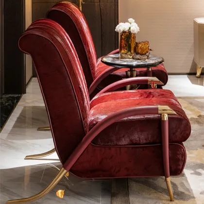 Modern Italian High Luxury Furniture Designer Sofa Chair Noble Wine Red Villa