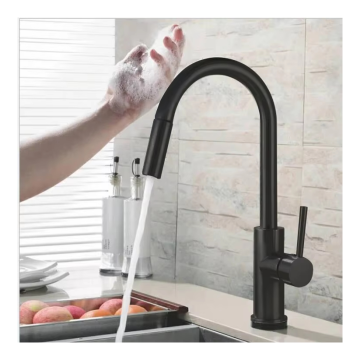 Intelligent Black Kitchen Water Tap with Pull Down Sensor Faucet