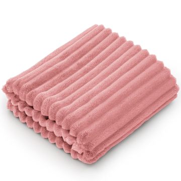 Jacquard Soft and Warm Pink Fuzzy Blanket: Cozy Fluffy Plush 50X60 Inches Lightweight Fleece Throw for Couch