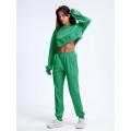 Trendy Clothing Ribbed Cropped Ladies Tracksuit Wholesale