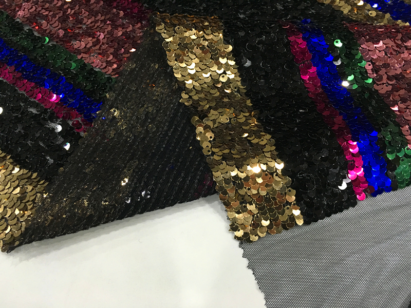 Rainbow Spangle Embroidery Fabric