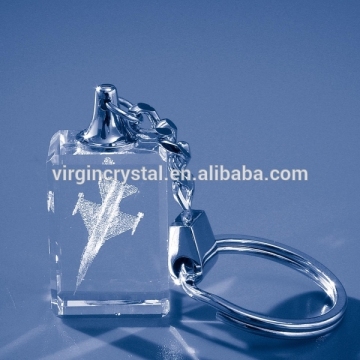 Wholesale 3d laser engraved crystal cube glass block 3d engraving airplane key chain for gifts souvenirs