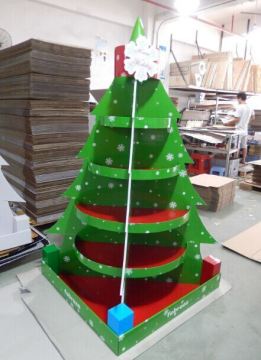 Christmas Tree Cardboard Floor Display Stand, 5-Tier Cardboard Pallet Frame