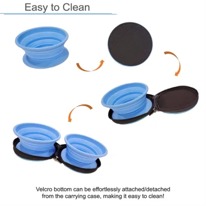 Eco-Friendly Silicone Double Bowl Plate Pet Feeder & Travel Bowl