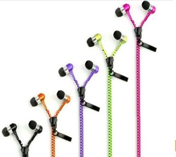 Wholesale in-Ear Metal Zipper Earbuds Earphone and Headphone