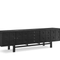 Simple Black Solid Wood Multi Layer Dining Cabinet