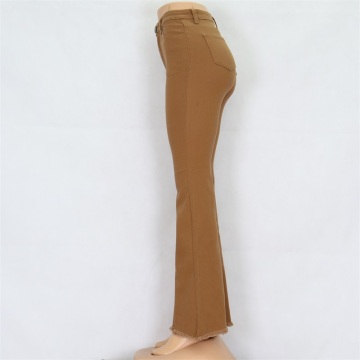 Women's Brown Flared Jeans Customized Wholesale