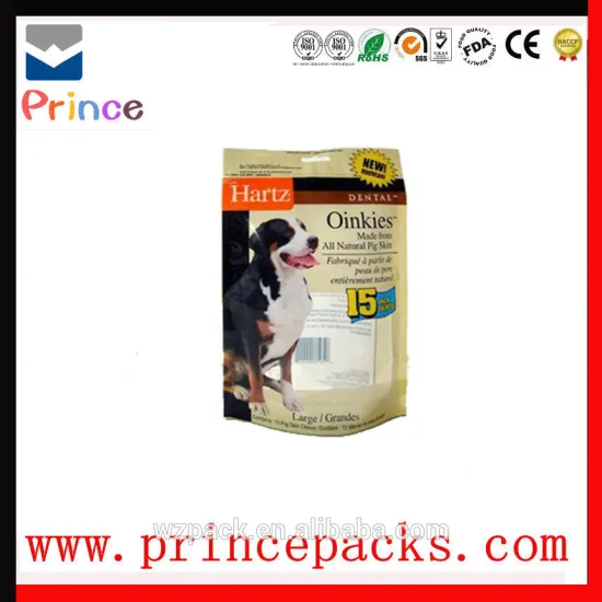 Plastic pet dog food packaging bag with zip lock