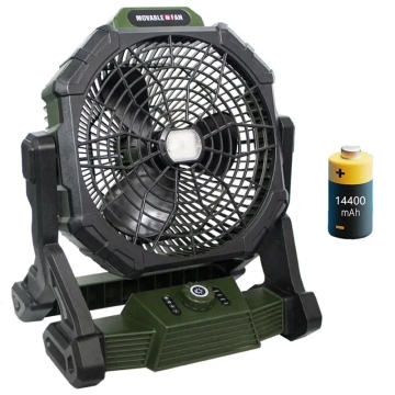 10440mAh USB Rechargeable Solar-Powered Portable Power Bank with LED Camping Fan