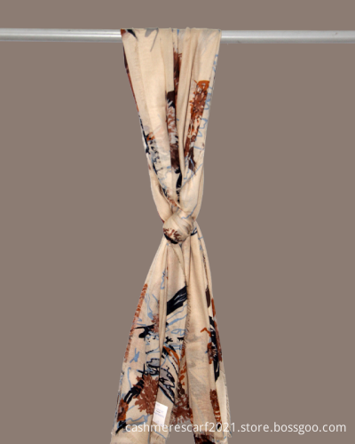 Soft Wool Flower Printing Spring Autumn Lady Scraf